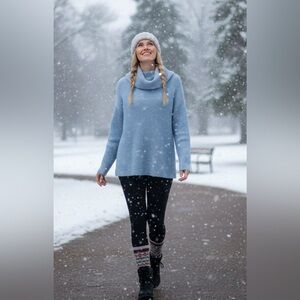 Benedetta B Merino Wool Blend Sweater M Powder Blue Quiet Luxury Cozy Cabincore